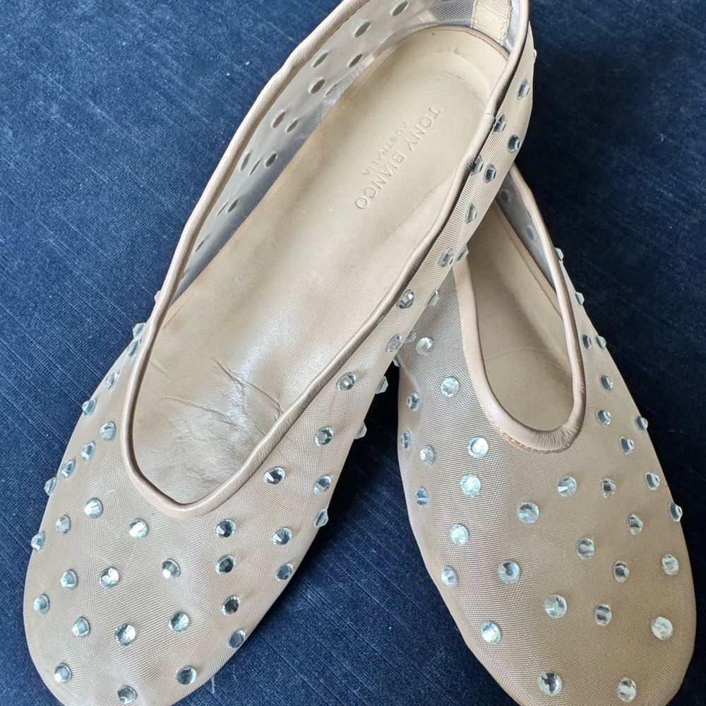 Tony Bianco Beige Flats with Silver Accents